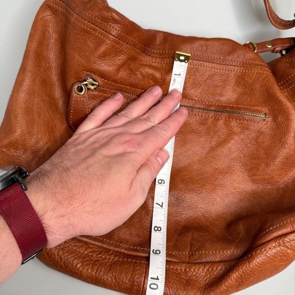 Vintage SABINA NEW YORK Tan Brown Leather Crossbody Bag Foldover Zip Top EUC - Picture 12 of 15